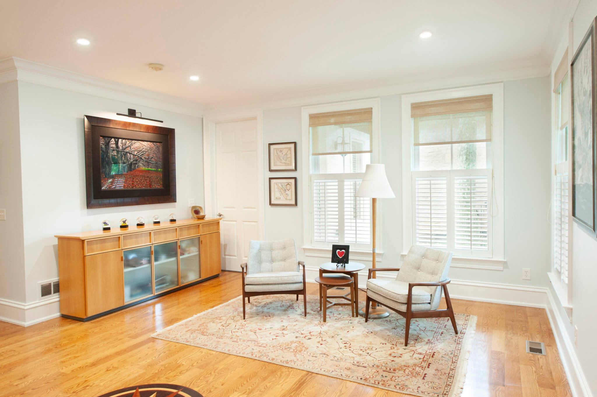 Bright living room with modern furniture.